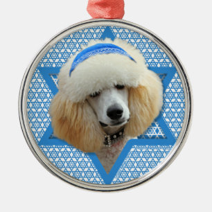 Hanukkah davidsstjärna - pudel - aprikos julgransprydnad metall