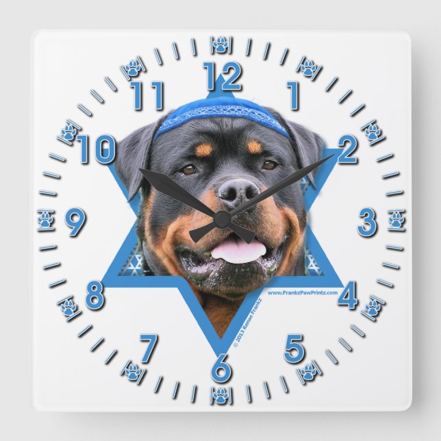 Hanukkah davidsstjärna - Rottweiler Fyrkantig Klocka (Framsida)