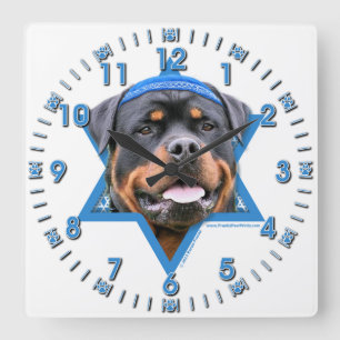 Hanukkah davidsstjärna - Rottweiler Fyrkantig Klocka