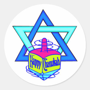 Hanukkah davidsstjärna runt klistermärke