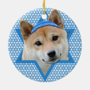 Hanukkah davidsstjärna - Shiba Inu Julgransprydnad Keramik