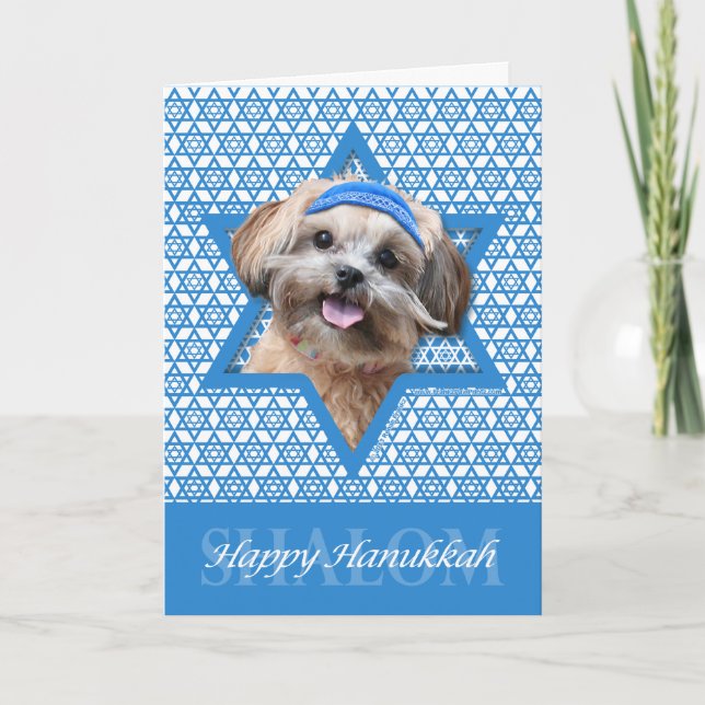 Hanukkah davidsstjärna - ShihPoo - Maggie Helgkort (Framsida)