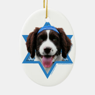 Hanukkah davidsstjärna - Spaniel för engelsk Julgransprydnad Keramik
