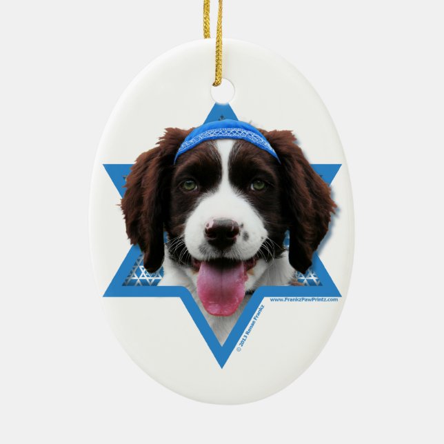Hanukkah davidsstjärna - Spaniel för engelsk Julgransprydnad Keramik (Baksidan)