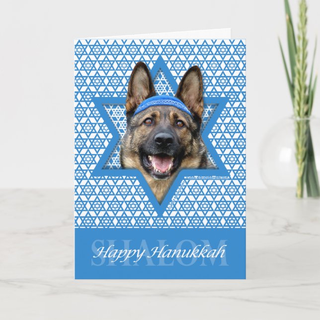 Hanukkah davidsstjärna - tysk herde helgkort (Framsida)