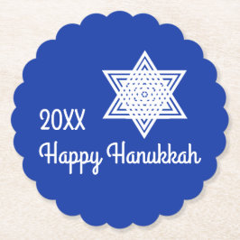 Hanukkah Davidsstjärna Vit på blå bakgrund Pa Underlägg Papper
