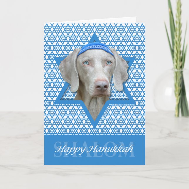 Hanukkah davidsstjärna - Weimaraner Helgkort (Framsida)