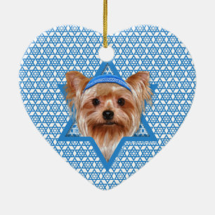 Hanukkah davidsstjärna - Yorkshire Terrier Julgransprydnad Keramik