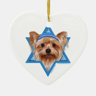 Hanukkah davidsstjärna - Yorkshire Terrier Julgransprydnad Keramik