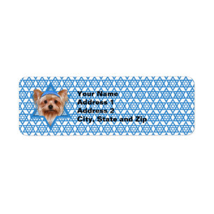 Hanukkah davidsstjärna - Yorkshire Terrier Returadress Etikett