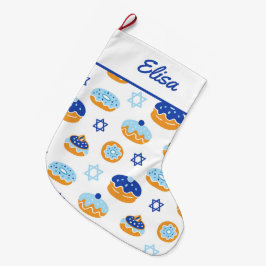 Hanukkah Dekorationer Jelly Donut Large Stocking Stor Julstrumpa
