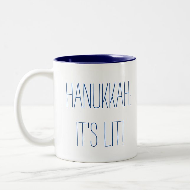 Hanukkah Det är Lit Två-Tonad Mugg (Vänster)