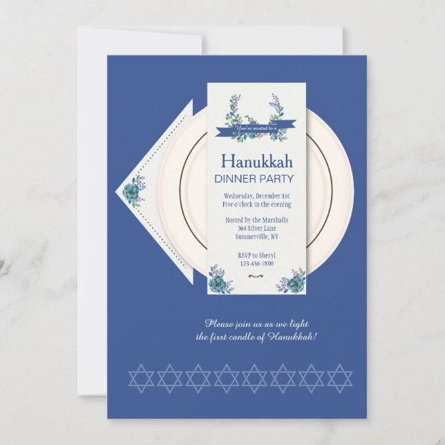 Hanukkah Dinner Party-inbjudan Inbjudningar (Framsida)