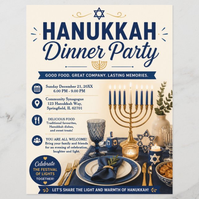 Hanukkah-dinnerfest Flyer (Framsidan)