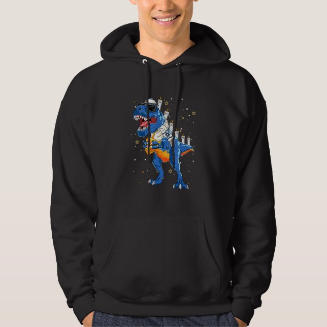 Hanukkah Dinosaur Menorasaurus Rex Dino Chanukah Hoodie (Framsida)