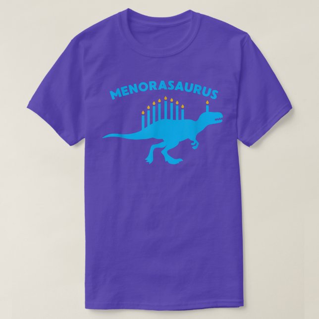 Hanukkah Dinosaur Velociraptor Menorasaurus Funny T Shirt (Design framsida)