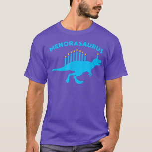 Hanukkah Dinosaur Velociraptor Menorasaurus Funny T Shirt