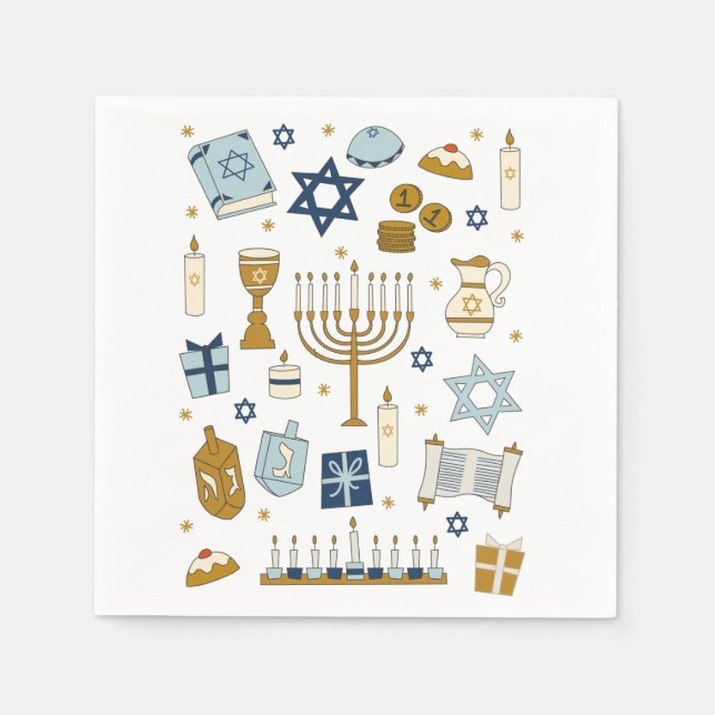 Hanukkah Doodles söt illustrerade Pappersservett (Framsidan)