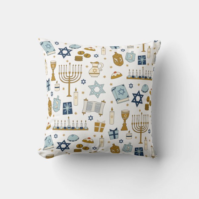 Hanukkah Doodles söta illustrerade Dekorativ kudde (Framsida)