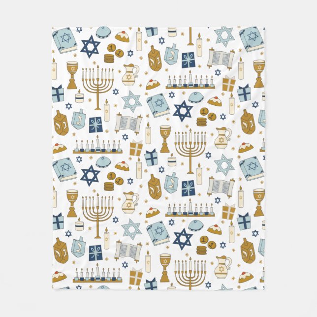 Hanukkah Doodles söta illustrerade Fleece Blanket (Framsidan)