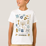 Hanukkah Doodles söta illustrerade T-Shirt<br><div class="desc">Hanukkah Doodles söta illustrerade skjorta</div>