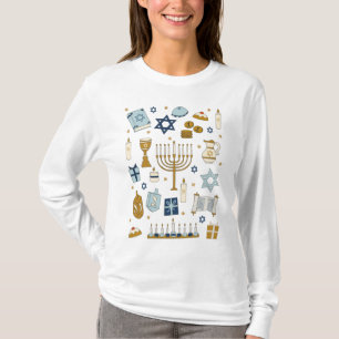Hanukkah Doodles söta illustrerade T-Shirt