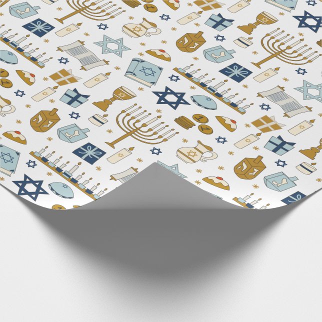 Hanukkah Doodles söta illustrerade Wrapping Papper Presentpapper (Hörn)