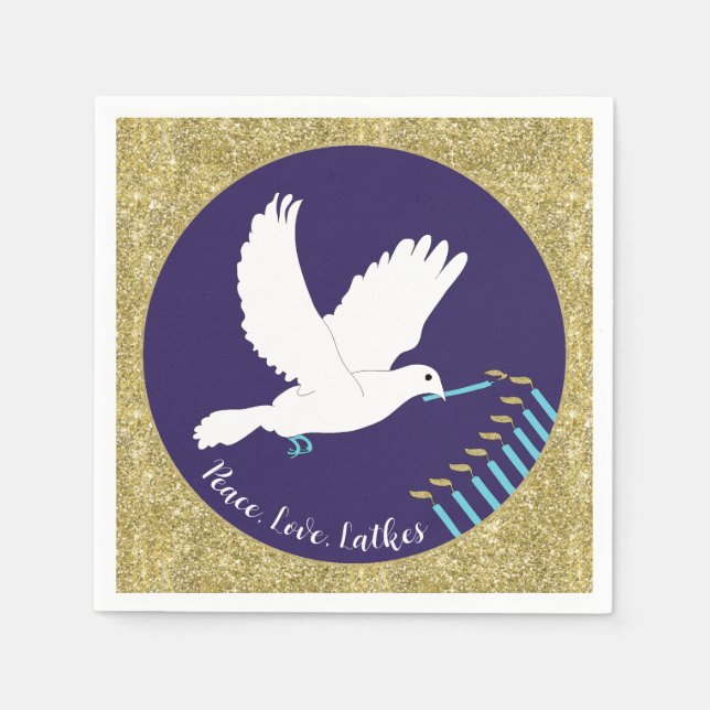 Hanukkah Dove Menorah Design Pappersservett (Framsidan)