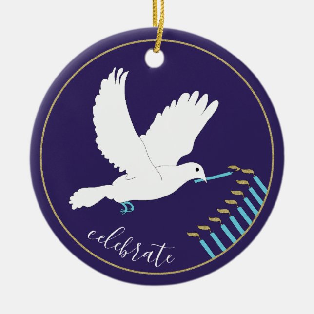Hanukkah "DoveLightsMenorah"/Circle Ornament (Framsidan)