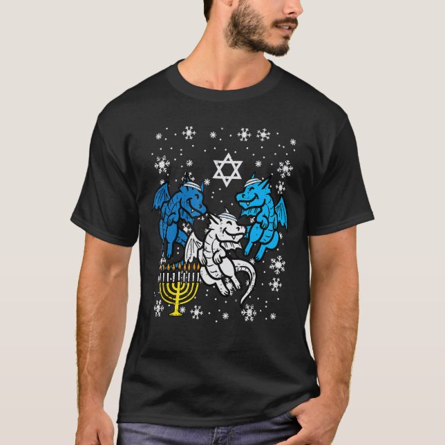 Hanukkah Dragons Chanukah Jewish Men Women  Boys G T Shirt (Framsida)