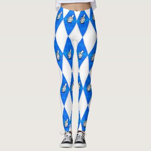 Hanukkah Dreidel Argyle Mönster Leggings