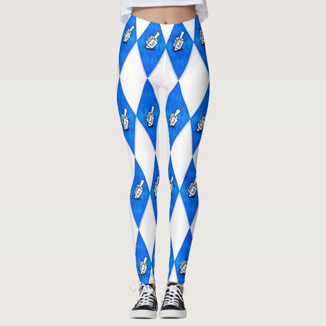 Hanukkah Dreidel Argyle Mönster Leggings (Framsida)