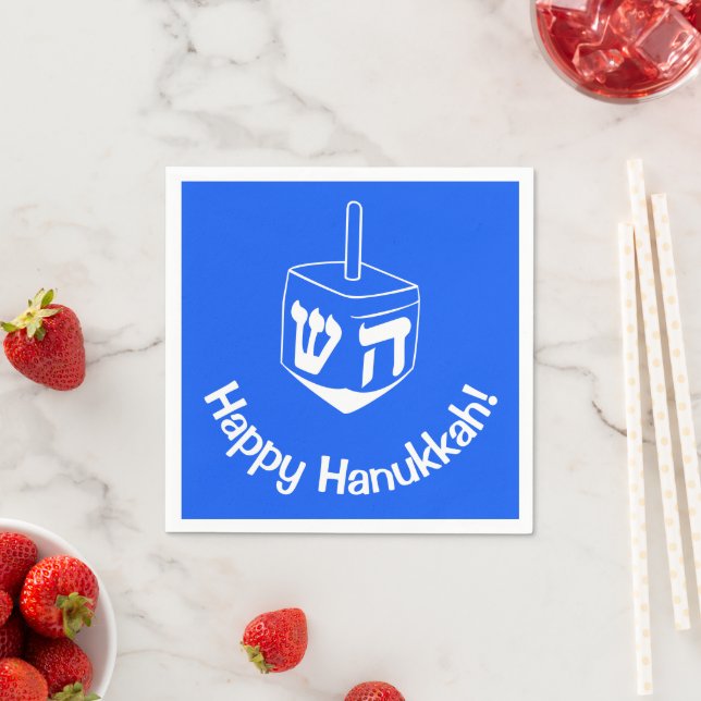 Hanukkah Dreidel Blue White 4Debby Pappersservett (Insitu)