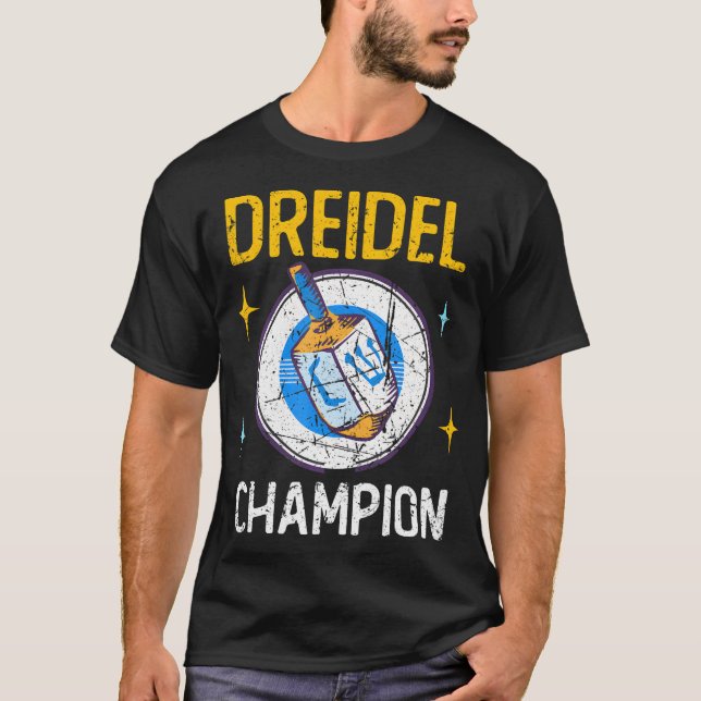 Hanukkah Dreidel Champion Jewish Spinning Top T Shirt (Framsida)