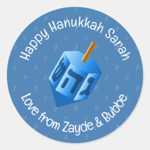 Hanukkah Dreidel Design Sticker-etikett Runt Klistermärke