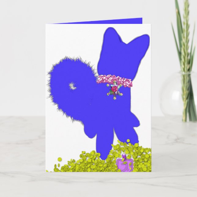 Hanukkah dreidel gelt och blue hund helgdag card helgkort (Framsida)