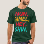 Hanukkah Dreidel Hebrew Brev Chanukah Party T Shirt<br><div class="desc">Hanukkah Dreidel Hebrew Brev Chanukah Party hebrew,  israel,  jewant,  good,  gift,  presentidé,  jerusem,  jesus,  jesus in hebrew,  judendom,  motivation,  religion,  shalom,  tshirt,  yisrael,  abraham issac jacob,  adonai,  african amerikansk historia,  biblical apparel,  biblical apparel. Blical hebrey,  födelsedagspresent,  svart hebreiska</div>