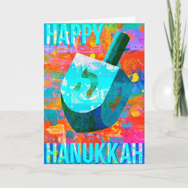 Hanukkah Dreidel Helgkort (Framsida)