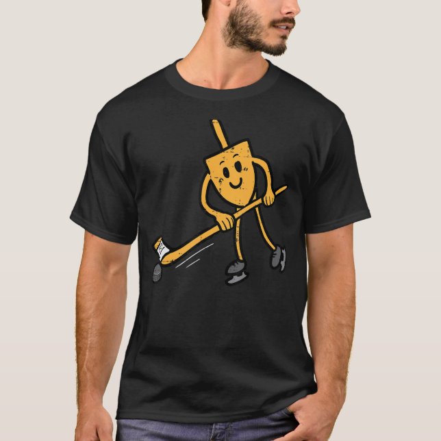 Hanukkah Dreidel Ice Hockey Chanukah Jewish Manar  T Shirt (Framsida)