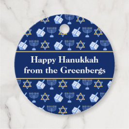 Hanukkah Dreidel Menorah Blue Anpassningsbar Party Gåvor Etiketter