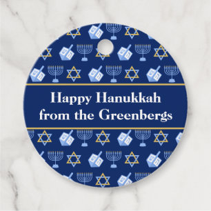 Hanukkah Dreidel Menorah Blue Anpassningsbar Party Gåvor Etiketter