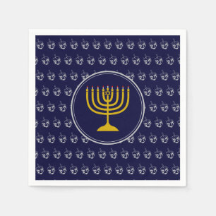 HANUKKAH Dreidel Menorah BLUE SILVER GRÅTT Pappersservett