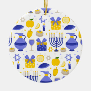 hanukkah dreidel menorah julgransprydnad keramik