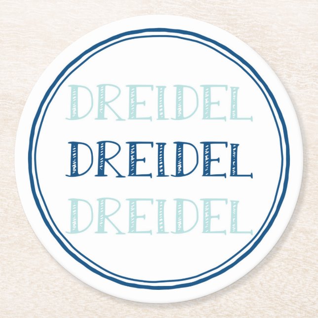 Hanukkah Dreidel Modern Underlägg Papper Rund (Framsidan)