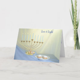 Hanukkah Dreidel Mynt Doughnut Guld Menorah Helgkort