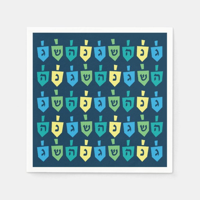 Hanukkah Dreidel Party Napkins Pappersservett (Framsidan)