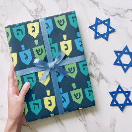 Hanukkah Dreidel Party Wrapping Paper Presentpapper