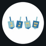 Hanukkah Dreidel Runt Klistermärke<br><div class="desc">Deka alla salar och resten av ditt hem i Hanukkah och jubla med den här designen på dina helgdag-projekt.</div>