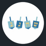 Hanukkah Dreidel Runt Klistermärke<br><div class="desc">Deka alla salar och resten av ditt hem i Hanukkah och jubla med den här designen på dina helgdag-projekt.</div>