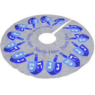 Hanukkah Dreidels Blue Personlig Chrismukah Julgransmatta Borstad Polyester